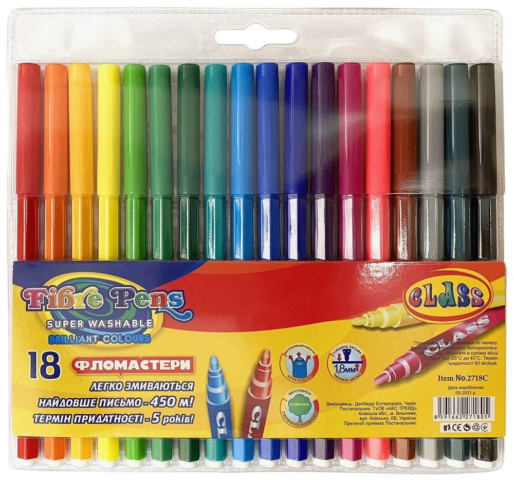 Фломастери 18 кол. "Class""Легке змивання" Premium, 2718C, шт Київ - фото 1