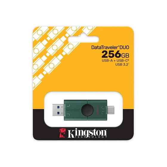 Флеш-накопичувач Kingston 256GB DataTraveler DuoG2 USB-A + USB-C 3.2 Gen 1 Black/Green Киев