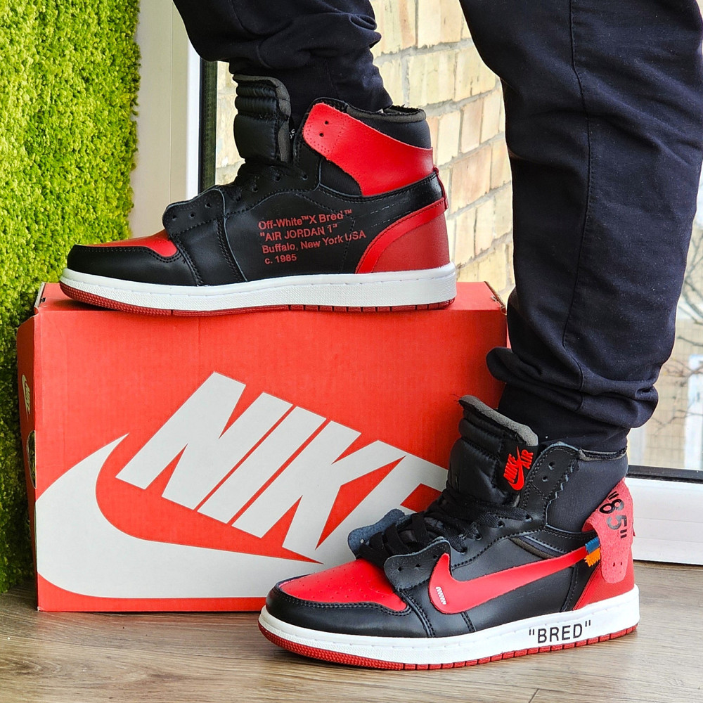 Кросівки Nike AIR Jordan Червоні Чоловічі Чорні Джордани Високі Найк (розміри: 41,42,43,44,45) Дніпро - фото 1