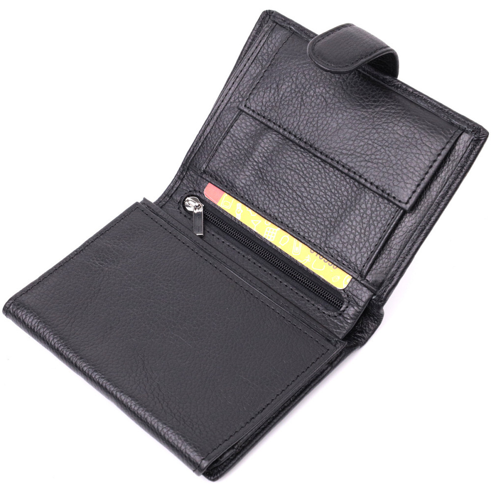 Чоловічий вертикальний шкіряний гаманець, чорний (ST Leather) Київ - фото 10