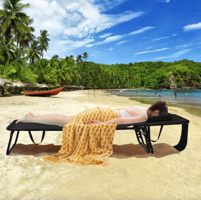 Шезлонг Costway Hanna розкладний з отвором для обличчя чорний Киев - изображение 2