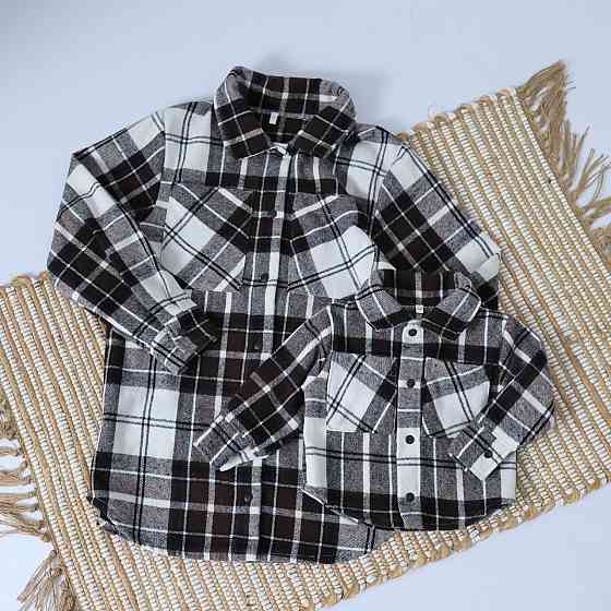 Фемелі лук теплі сорочки в коричневу карту для фотосесії 110, 44/46 Кам'янець-Подільський