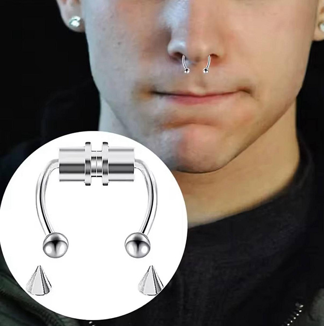 Набір магнітних сережок без проколу (фейковий пірсинг) – 5 кольорів, 5 шт Київ - фото 3