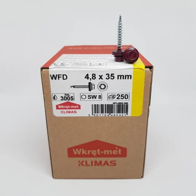 Кровельные саморезы с резиновой шайбой EDPM Klimas Wkret-Met 4,8х35 мм RAL Львов - изображение 2