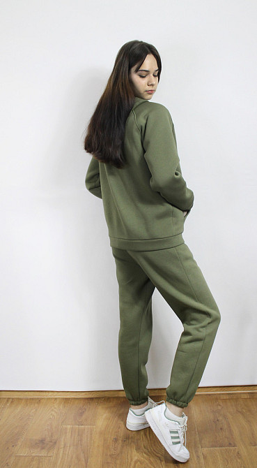 Костюм женский теплый спортивный на флисе кофта на змейке Хаки 42/44 Харьков - изображение 10