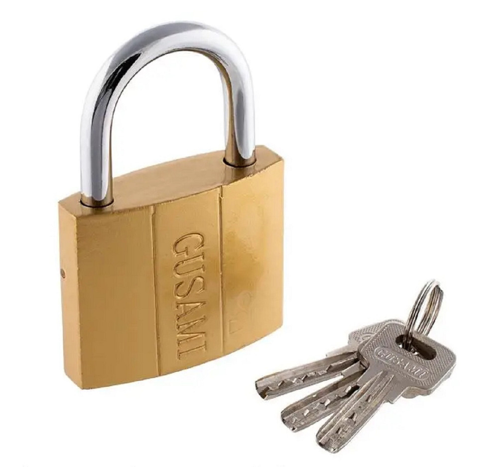 Замок навесной 20 мм с ключем золотистый Киев - изображение 1