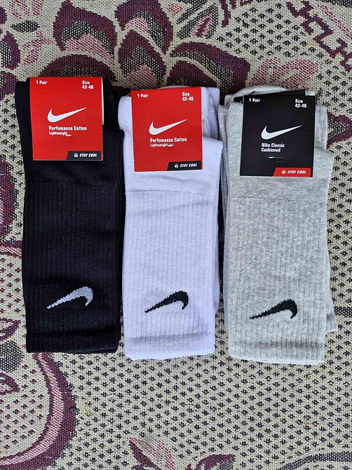 Набір якісних чоловічих високих бавовняних шкарпеток 3 шт Nike Р42-46 Київ - фото 1
