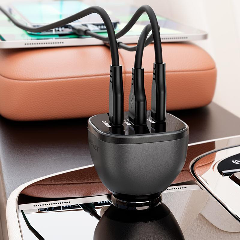 Зарядное устройство для авто ACEFAST B14, 3 порта, черное Киев - изображение 2