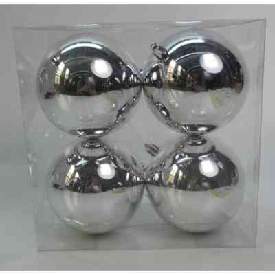 Ялинкова іграшка Novogod`ko 4 шт срібло, глянець 10 см (974535) Вінниця