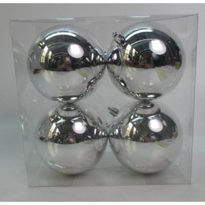 Елочная игрушка Novogod`ko 4 шт серебро, глянец 10 см (974535) Винница - изображение 1