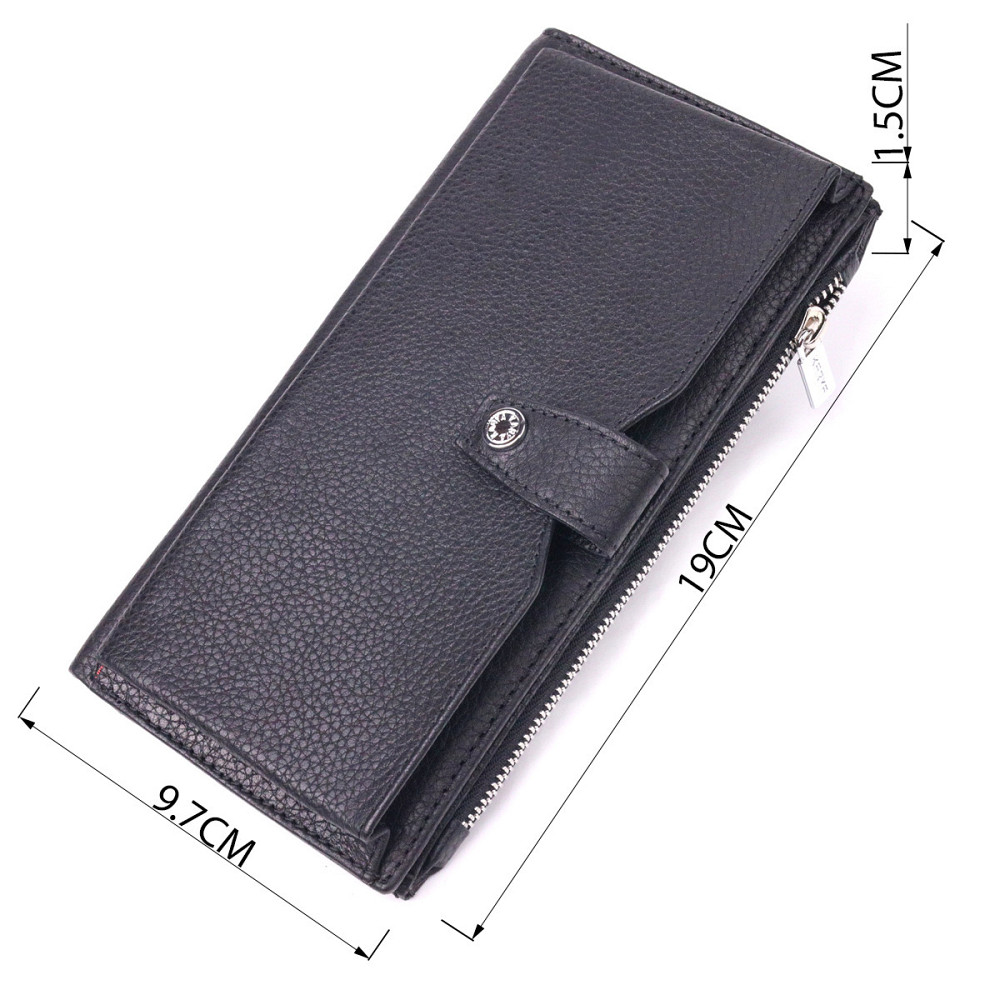 Классическое мужское вертикальное портмоне из натуральной кожи Черный (KARYA) Киев - изображение 7