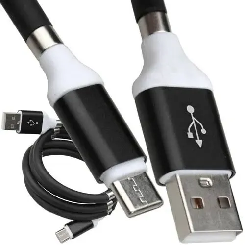 Шнур штекер USB А - штекер USB type C, магнитная смотка, 1м, чёрный Полтава