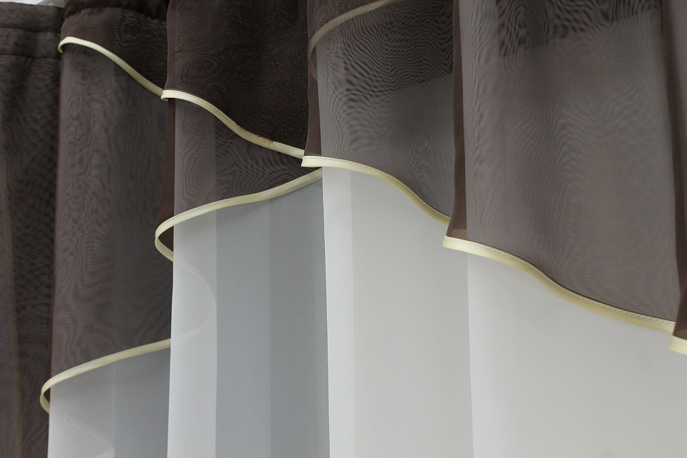 Кухонная тюль арка с ламбрекеном VR-Textil № 025к венге с молочным 270х170 см (52-1025) Киев - изображение 3