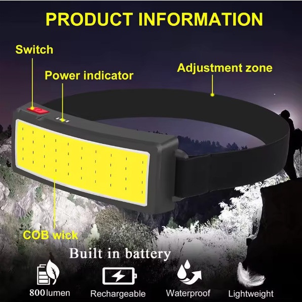 Ліхтар налобний MHZ TM-G14 COB з індикатором заряду Коломия - фото 3
