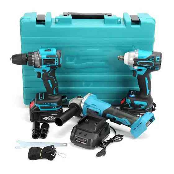 Набір 3/1 акумуляторних інструментів у кейсі: болгарка, MJ-638 шуруповерт, гайковерт Київ