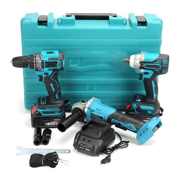 Набір 3/1 акумуляторних інструментів у кейсі: болгарка, MJ-638 шуруповерт, гайковерт Київ - фото 1