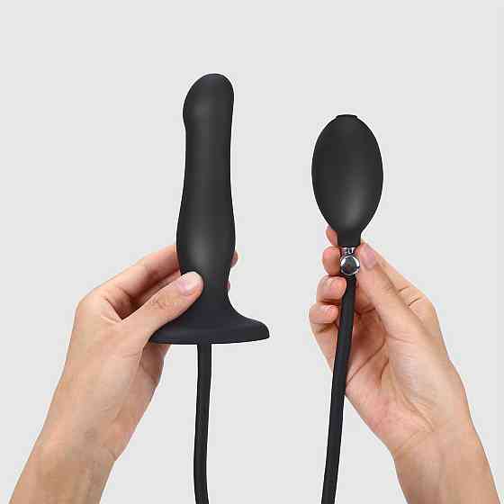 Надувной фаллоимитатор Strap-On-Me INFLATABLE DILDO PLUG - NOIR, шарик внутри, диаметр до 6 см Sex Aura Киев