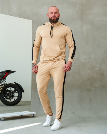 Костюм спортивний чоловічий лампаси весна Бежевийево-Чорний XL Харків