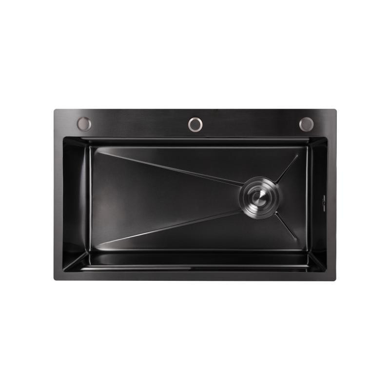 Мийка для кухні інтегрована Lidz Handmade H7545B Brushed Black PVD 3,0/1,0 мм LDH7545BRUBLM49458 чорна Київ - фото 3