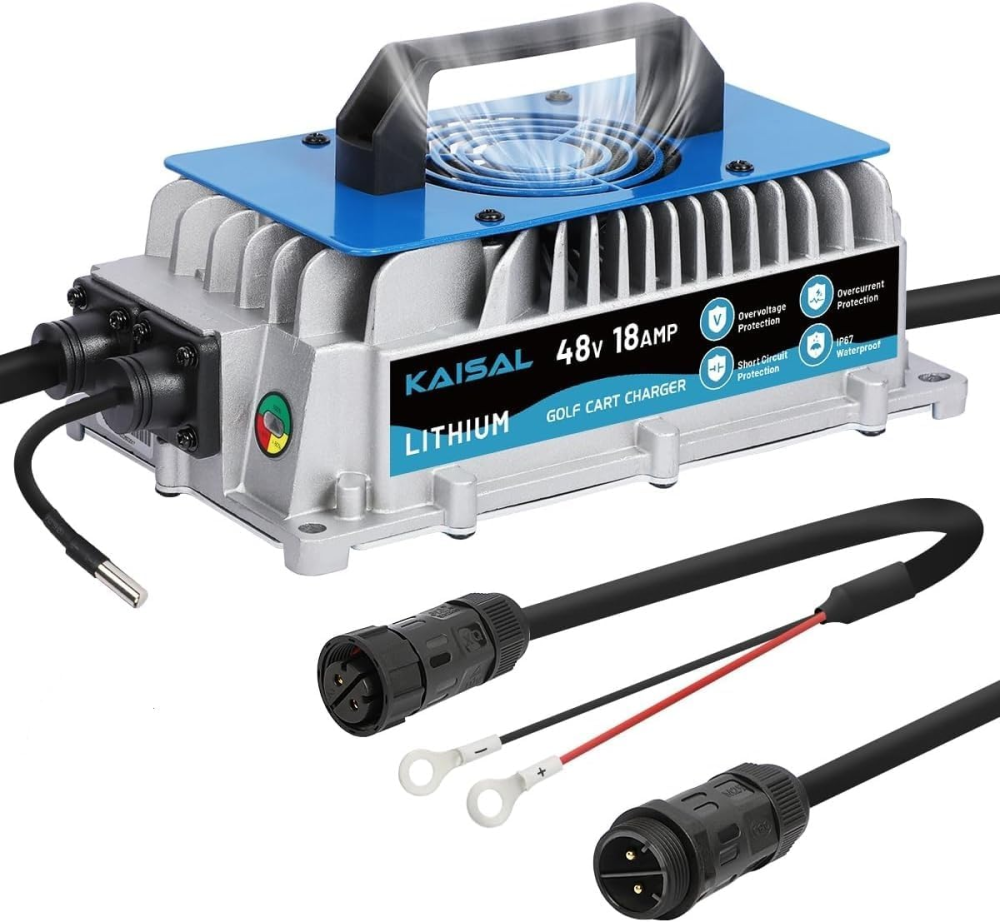 Розумний зарядний пристрій KAISAL 48V (58.4V) 18A для LiFePO4 акумуляторів: IP67 Waterproof, 3-етапна зарядка, Blue Київ - фото 1