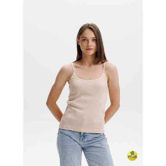 Базова однотонна жіноча майка з бавовни на тонких бретелях Наталюкс 21-2101 M Киев