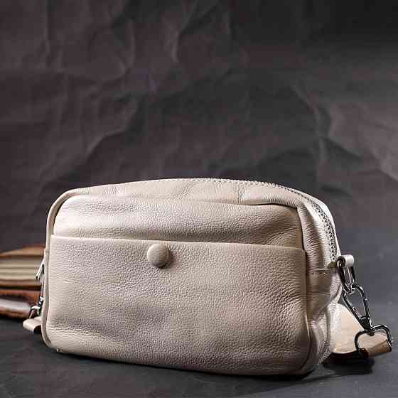 Якісна сумка для жінок з натуральної м'якої шкіри Vintage 22438 Біла Київ