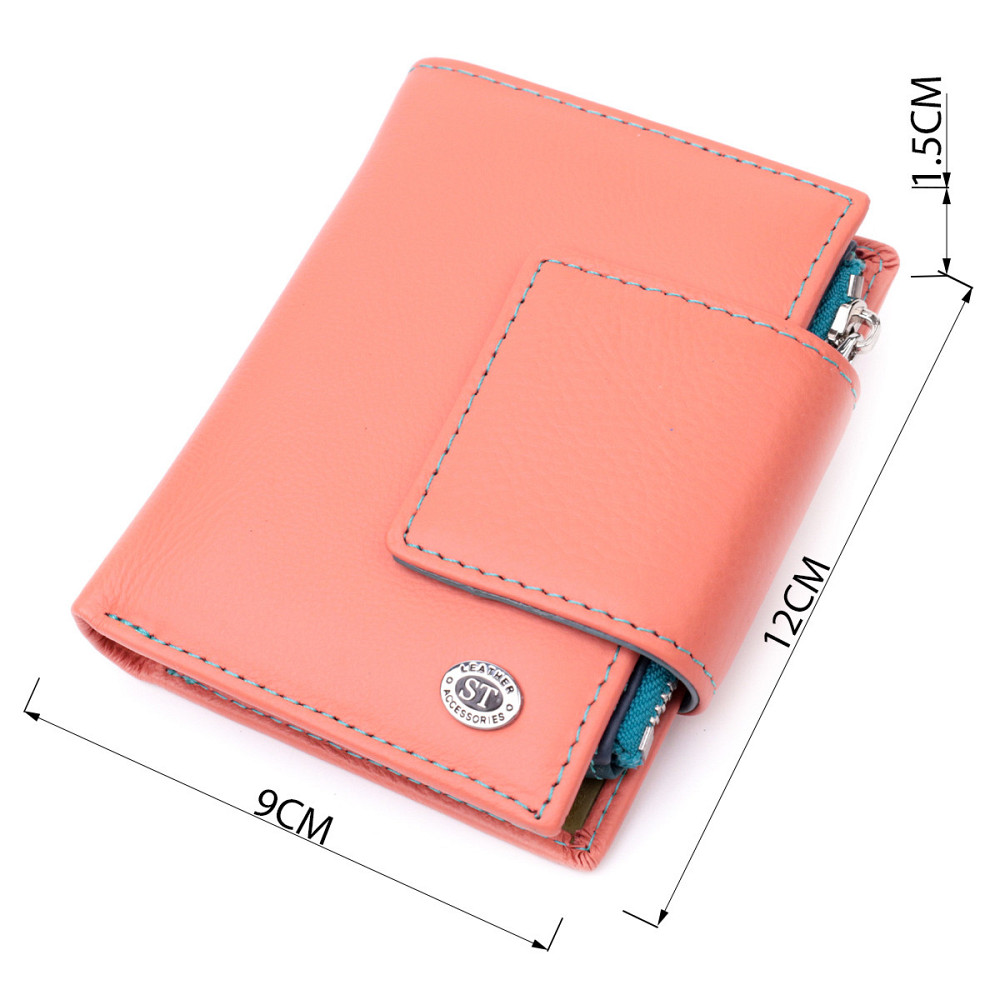 Гаманець з натуральної шкіри для жінок з цікавою монетницею Помаранчевий (ST Leather) Київ - фото 8