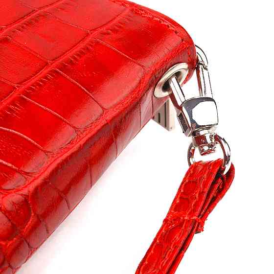 Горизонтальний яскравий гаманець для жінок із натуральної фактурної шкіри під крокодила CANPELLINI 21621 Червоний Київ