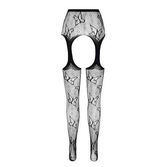 Эротические колготки-бодистокинг Passion ECO S001 black, с доступом, декор бабочки, подвязки Sex Aura Киев