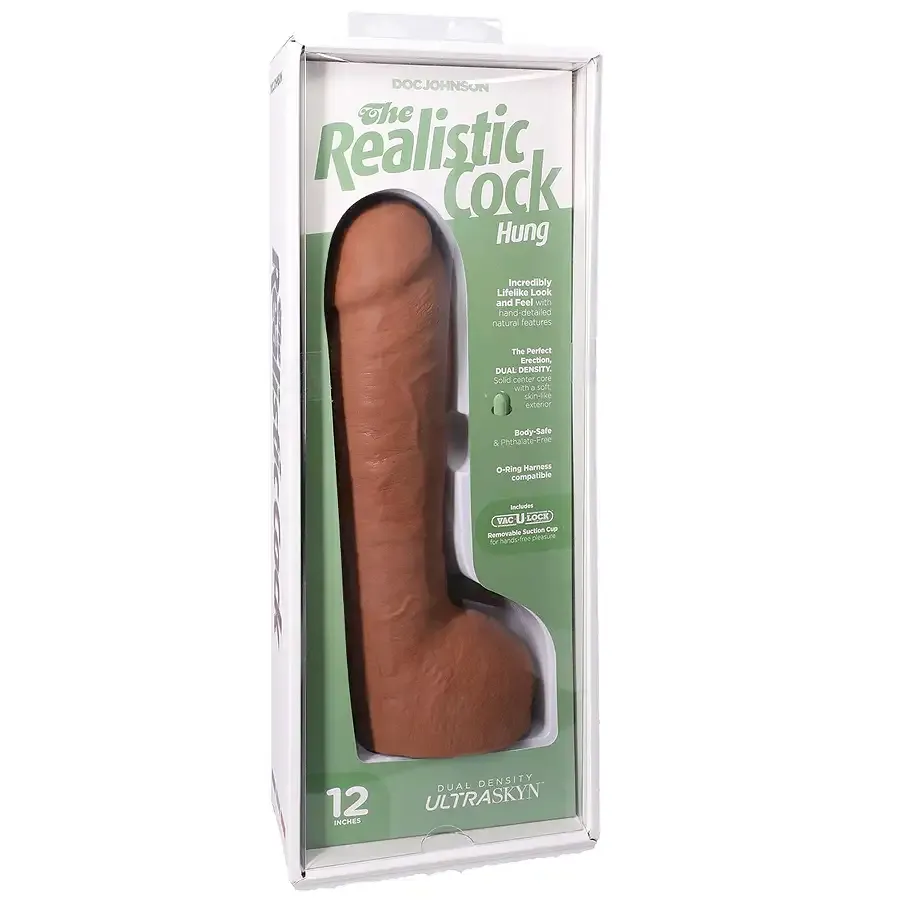 Фалоімітатор Doc Johnson The Realistic Cock ULTRASKYN - 12 Inch Hung with Balls Caramel Львів - фото 8