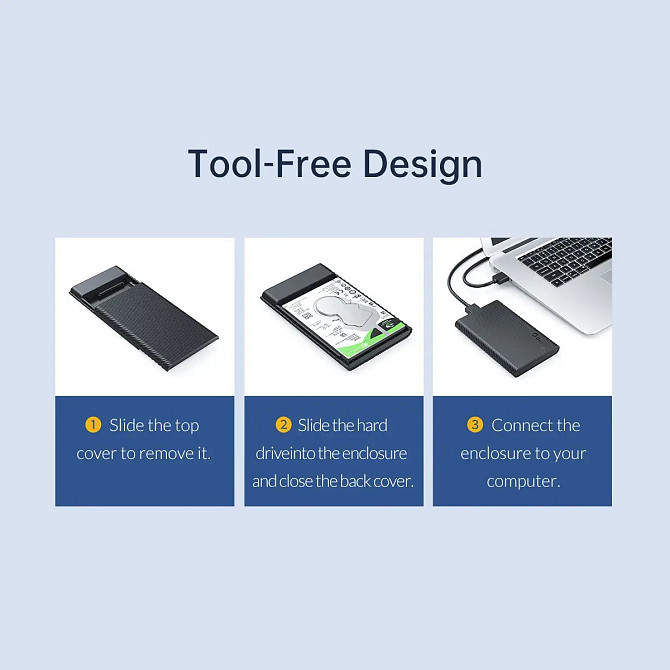 Зовнішня кишеня Orico 2521U3 для 2.5" HD/SD USB 3.0 (Чорний) Миколаїв - фото 8