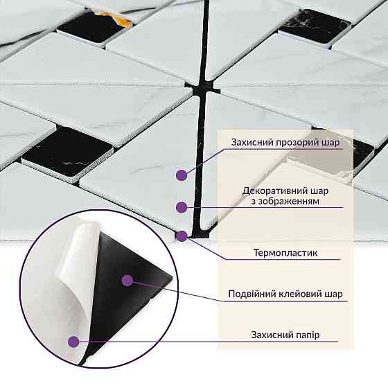 Самоклеюча PET мозаїка 300х300х4мм SW-00002447 Київ