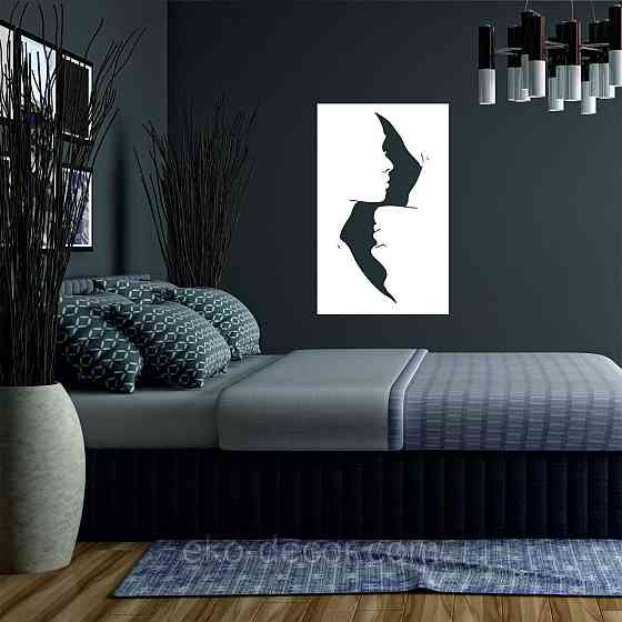 Декоративне настінне 3D Панно «Силует пари», Декор на стіну з об'ємом 110*68 см, Білий Київ