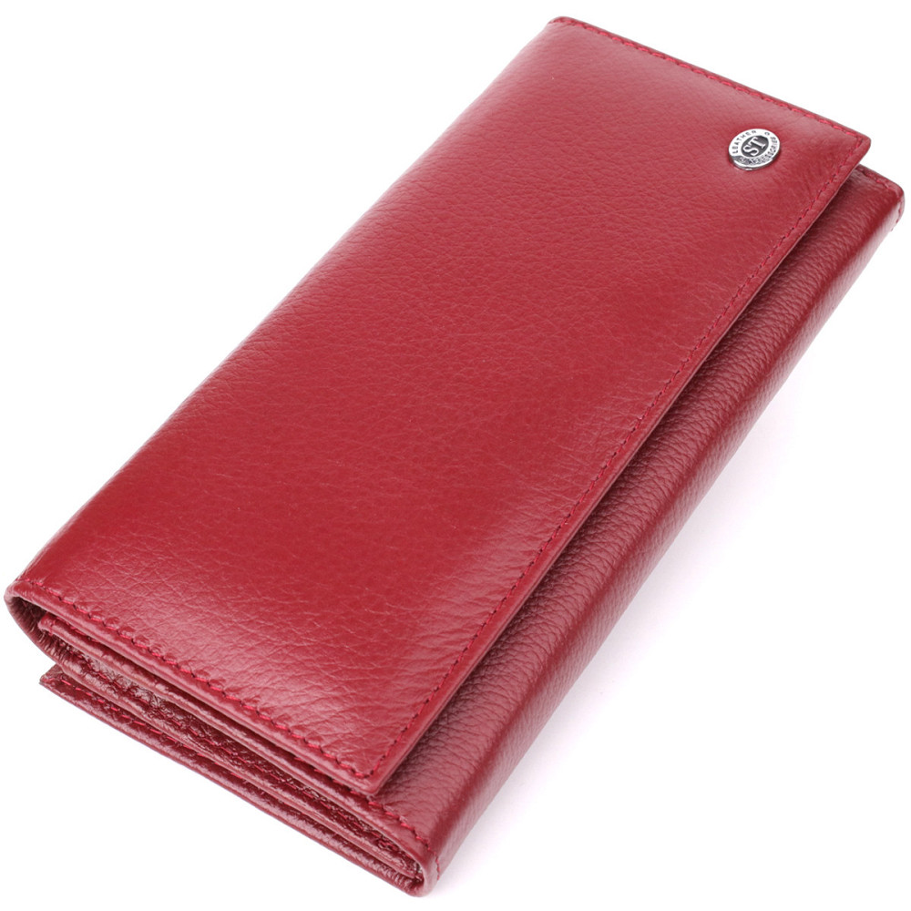 Елегантний гаманець для жінок з монетницею із натуральної шкіри Бордовий (ST Leather) Київ - фото 5