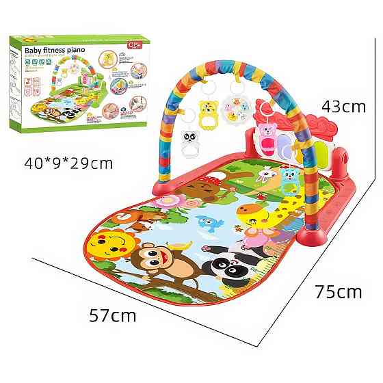 Дитячий розвивальний килимок із музичним піаніно, іграшками, шкалою зросту, ігровий килимок для дітей, червоний Кам'янець-Подільський