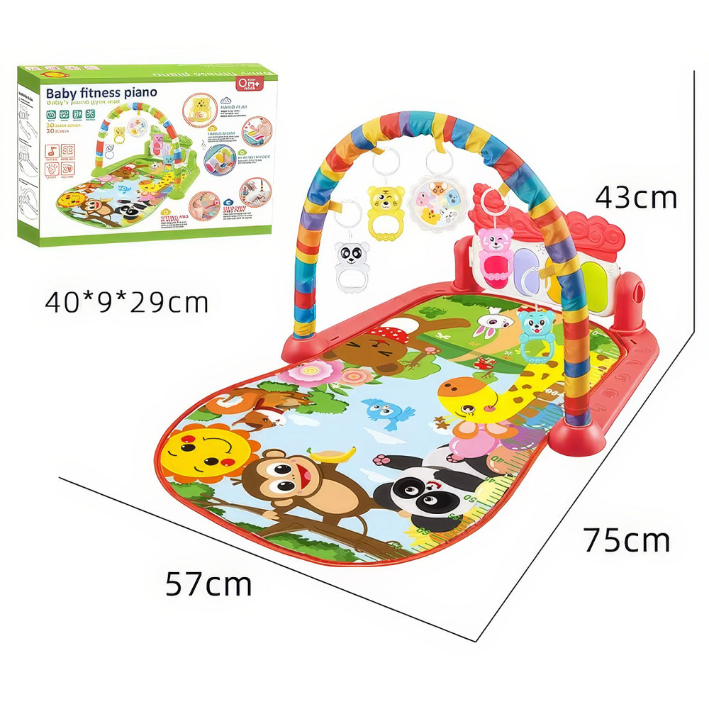 Детский развивающий коврик с музыкальным пианино, игрушками, шкалой роста, игровой коврик для детей, красный Каменец-Подольский - изображение 3