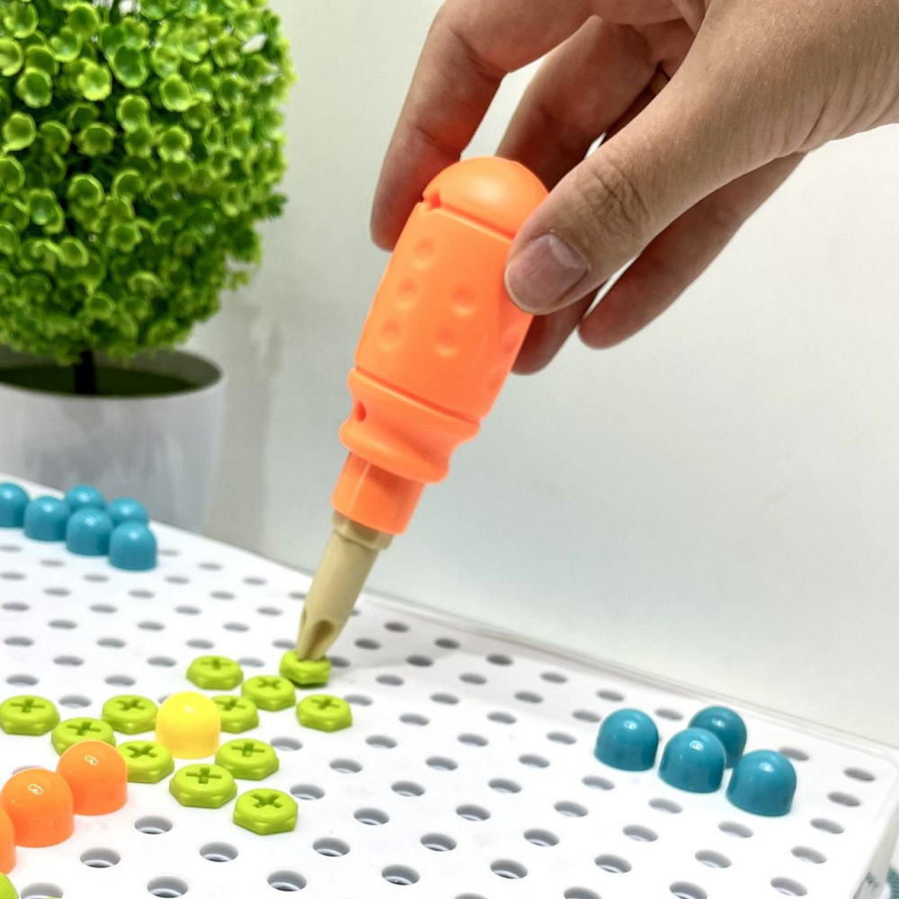 Мозаїка Limo Toy 2в1 на шурупах картки шуруповерт 150 деталей чемодан (M 5589) Чернігів - фото 4