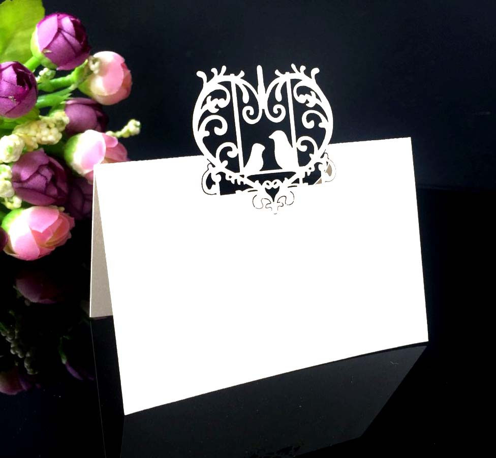 Банкетні картки для гостей з птахами 10 штук 9 на 8 см білий Київ - фото 1