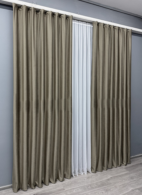 Комплект готових штор VR-Textil Оксамит (бархат) № 1656ш Капучино 200х290 см 2 шт (32-080) Київ - фото 4