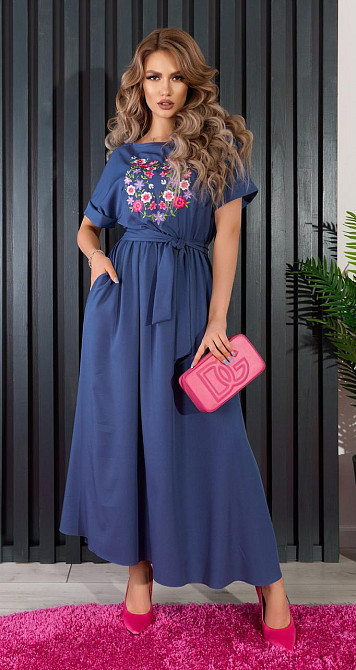 Лёгкое свободное платье с вышивкой (46) Киев - изображение 1