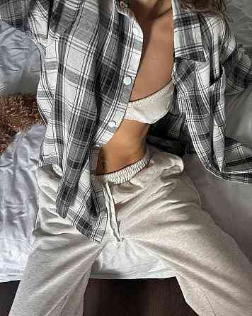 Женская трендовая оверсайз рубашка в клетку турецкий поликотон Одесса