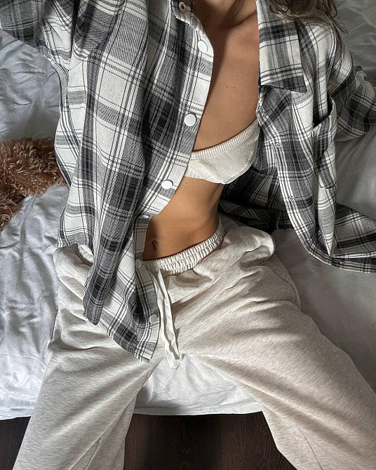 Женская трендовая оверсайз рубашка в клетку турецкий поликотон Одесса - изображение 4