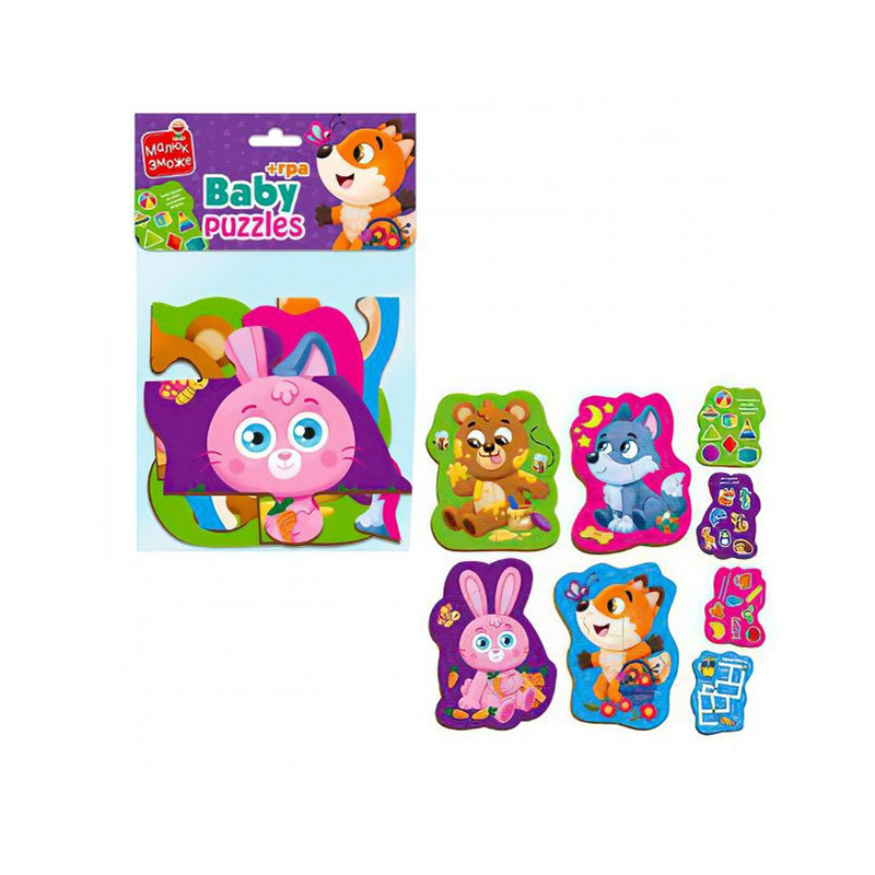 Пазли максі з грою Малюк Зможе «Лісові звірі» Vladi Toys VT1722-22 Укр Вінниця - фото 2