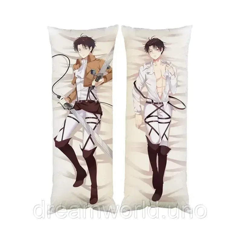 Подушка дакимакура Атака Титанов Леви декоративная ростовая подушка для обнимания двухсторонняя 60х200 Харьков - изображение 1
