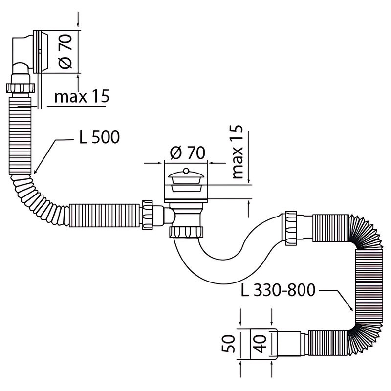 Сифон для ванни Mixxus SV-01-A 1 1/2" прямоточний з випуском та переливом (MI8201) ( 17493 ) Харків - фото 2