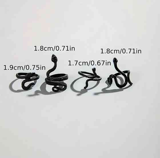 Набор колец в форме змей 4 штуки one size черный Киев