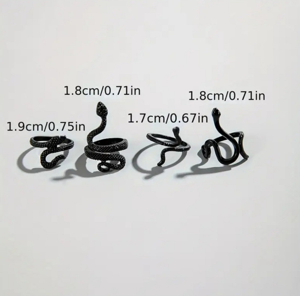 Набор колец в форме змей 4 штуки one size черный Киев - изображение 2
