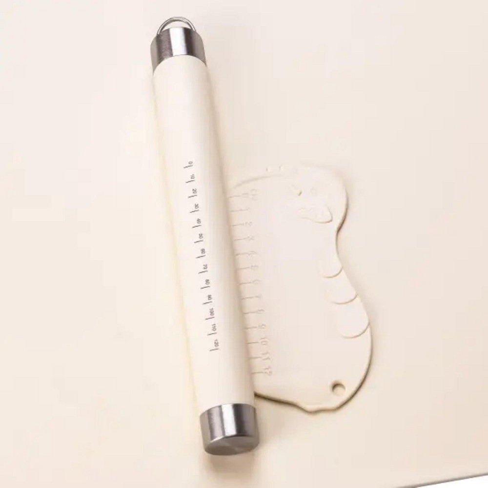 Силіконовий килимок зі качалкою для розкочування тіста Бежевий HP34547W Київ - фото 1