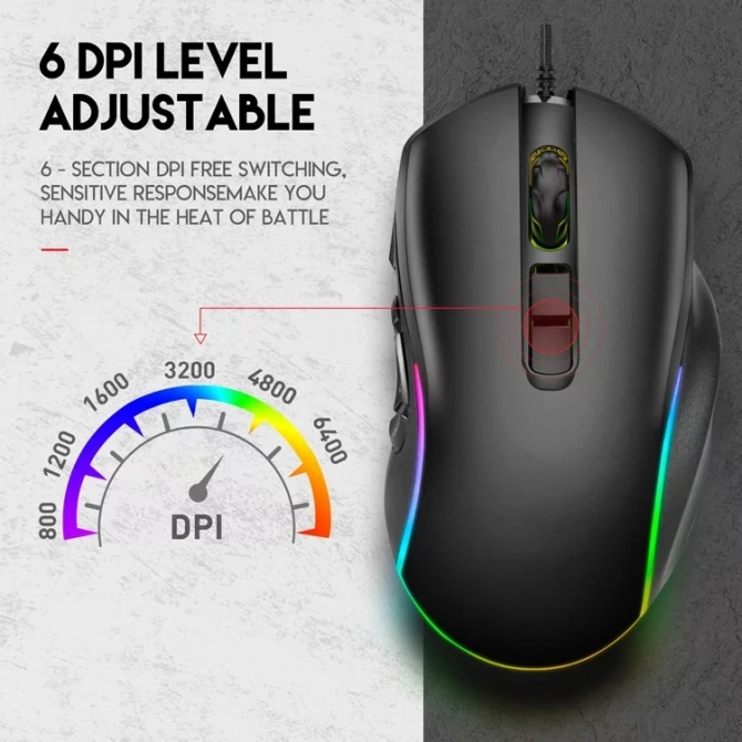Игровая проводная мышь X9 с RGB подсветкой (Черный) Винница - изображение 8