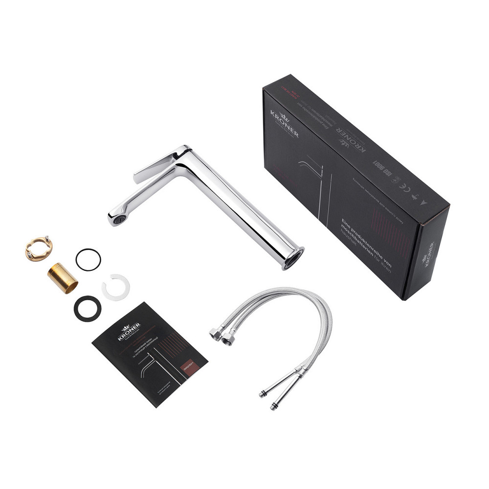 Змішувач для раковини високий Kroner KRP Makon - C010-3 хром Київ - фото 6